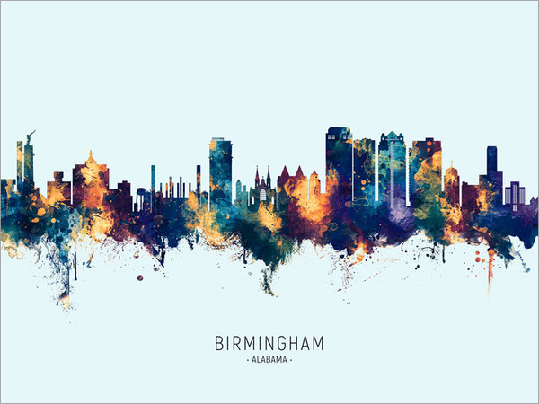 Birmingham Alabama Skyline Cityscape Poster Art Print