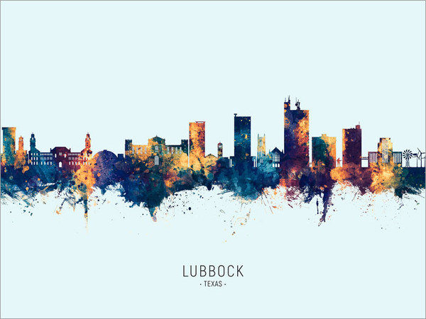 Lubbock Texas Skyline Cityscape Poster Art Print