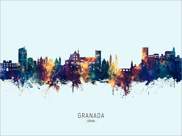 Granada Spain Skyline Cityscape Poster Art Print