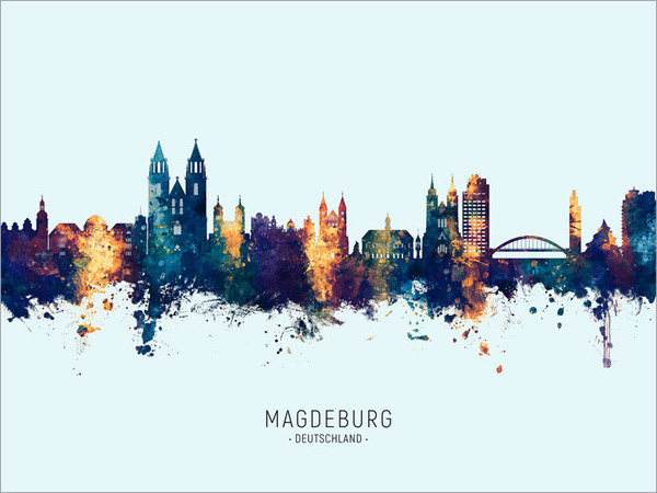 Magdeburg Deutschland Skyline Cityscape Poster Art Print