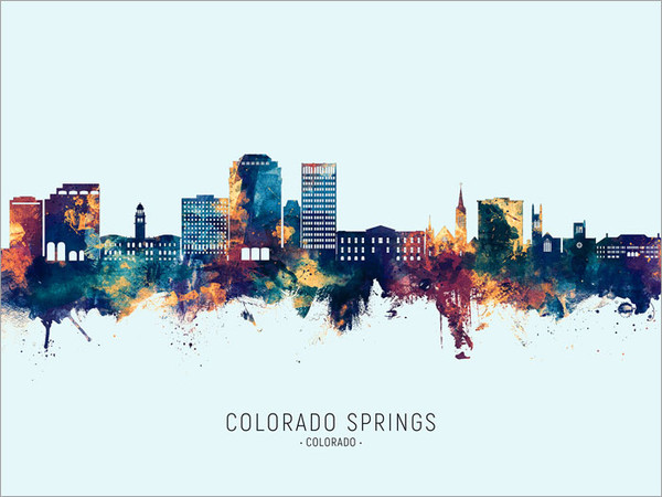 Colorado Springs Colorado Skyline Cityscape Poster Art Print