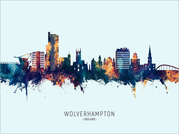 Wolverhampton England Skyline Cityscape Poster Art Print