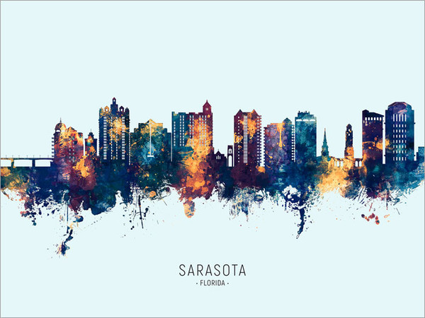 Sarasota Florida Skyline Cityscape Poster Art Print