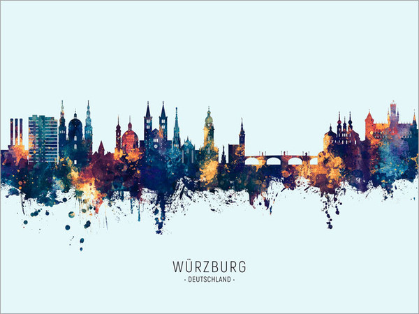 Würzburg Deutschland Skyline Cityscape Poster Art Print Würzburg Deutschland Skyline Cityscape Poster Art Print