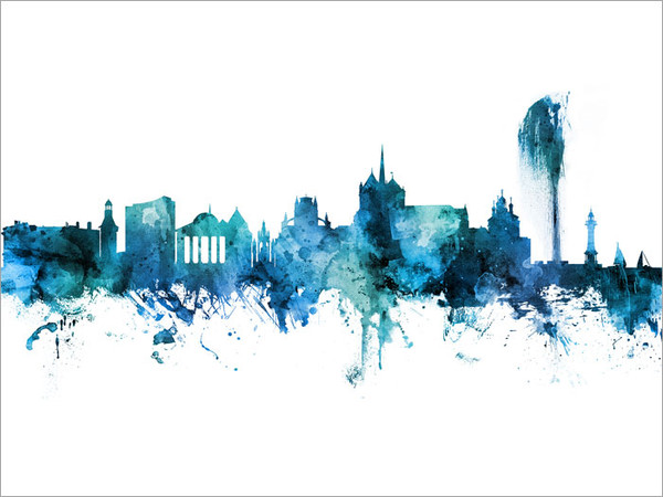 Geneva Switzerland Skyline Cityscape Poster Art Print