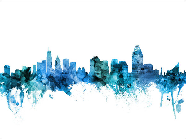 Cincinnati Ohio Skyline Cityscape Poster Art Print