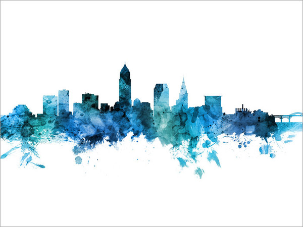 Cleveland Ohio Skyline Cityscape Poster Art Print