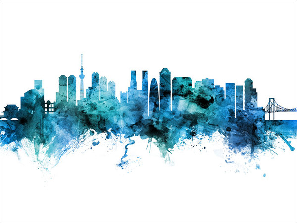 Tokyo Japan Skyline Cityscape Poster Art Print