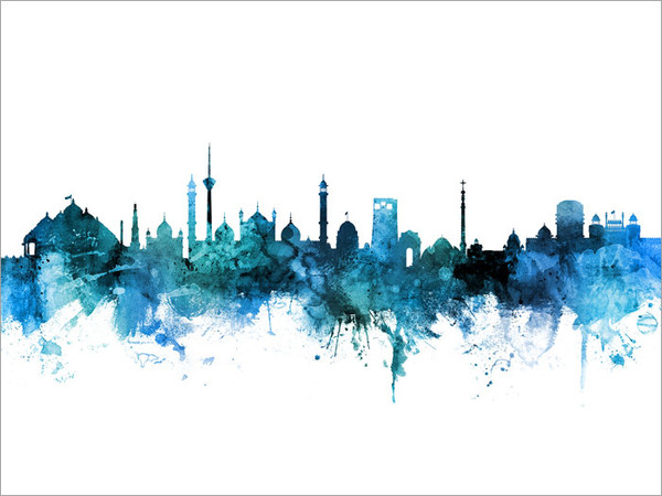 New Delhi India Skyline Cityscape Poster Art Print
