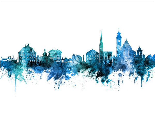 Hallstatt Austria Skyline Cityscape Poster Art Print Hallstatt Austria Skyline Cityscape Poster Art Print