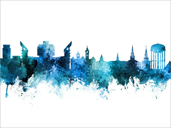 Auburn Alabama Skyline Cityscape Poster Art Print Auburn Alabama Skyline Cityscape Poster Art Print