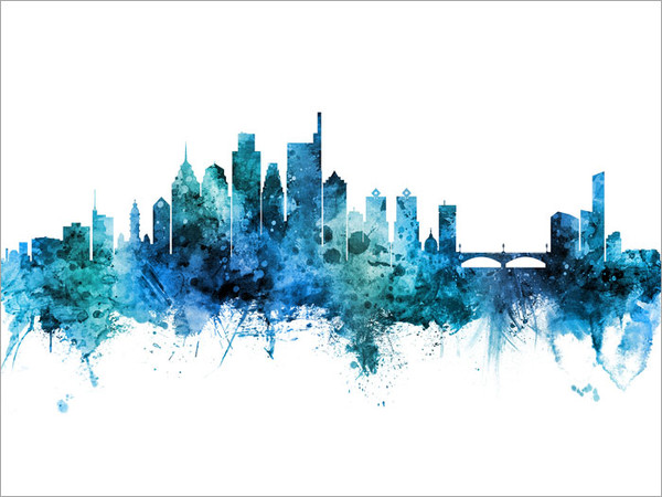 Philadelphia Pennsylvania Skyline Cityscape Poster Art Print