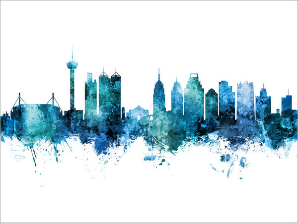 San Antonio Texas Skyline Cityscape Poster Art Print San Antonio Texas Skyline Cityscape Poster Art Print