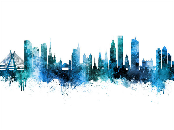 São Paulo Brazil Skyline Cityscape Poster Art Print