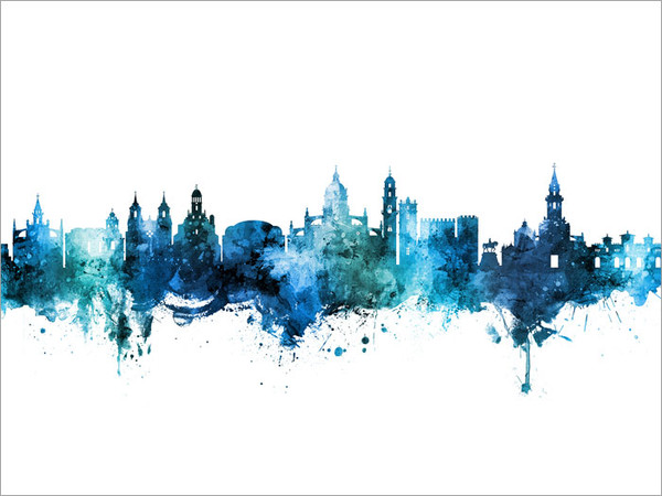 Jerez Spain Skyline Cityscape Poster Art Print Jerez Spain Skyline Cityscape Poster Art Print