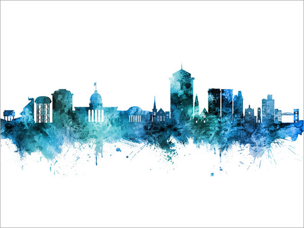 Montgomery Alabama Skyline Cityscape Poster Art Print Montgomery Alabama Skyline Cityscape Poster Art Print