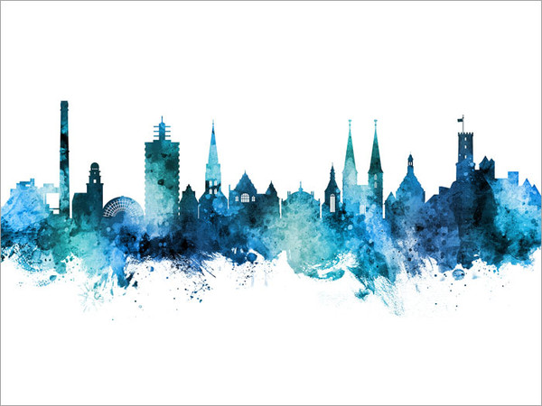 Bielefeld Deutschland Skyline Cityscape Poster Art Print Bielefeld Deutschland Skyline Cityscape Poster Art Print