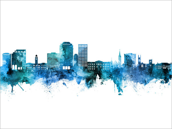 Colorado Springs Colorado Skyline Cityscape Poster Art Print