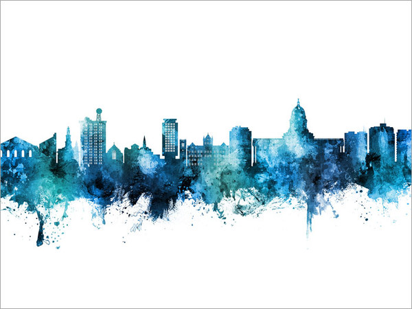 Madison Wisconsin Skyline Cityscape Poster Art Print