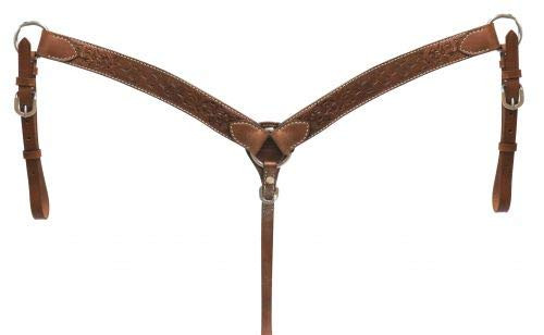Collier Western Floral Collier De Poitrail (Breast Collar) En Cuir Showman - Décoration Florale Et Motif Panier - Réf. 395 - Fabriqué En Inde Collier