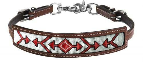 Showman Medium Oil Leather Wither Strap - Arrow Beaded Design With Copper Accents