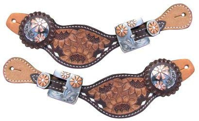 Showman ® floral tooled spur straps