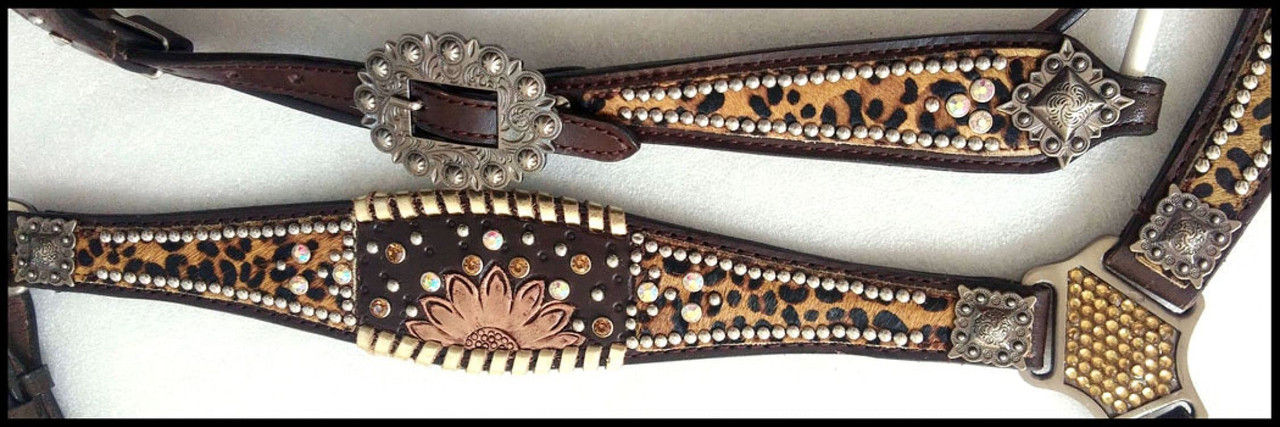 Showman ® Cheetah Print One Ear Headstall And Breast Collar Set