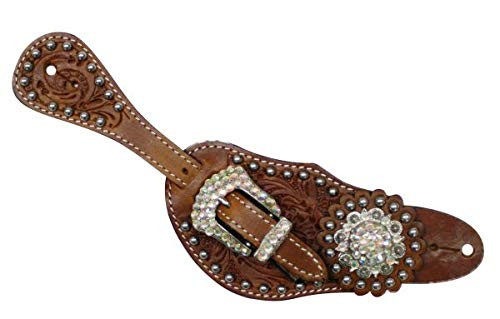 Showman ® Ladies Sunflower Tooled Spur Straps.
