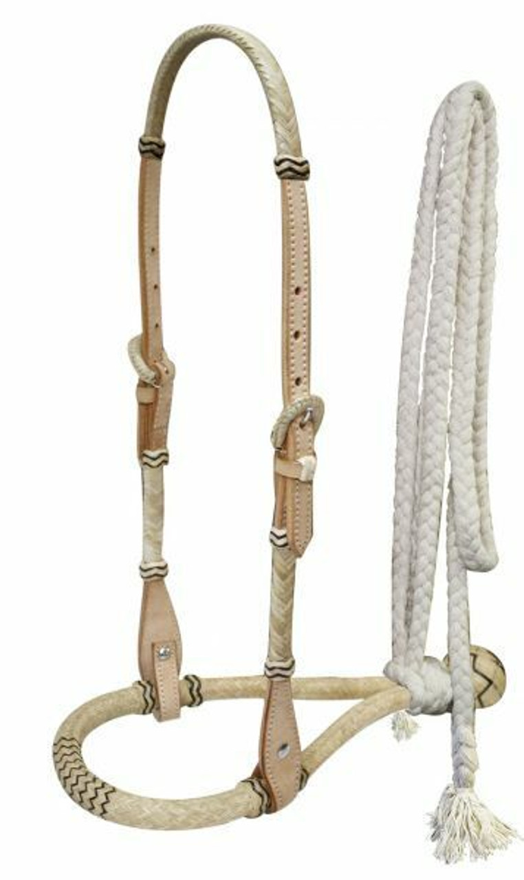 Showman Leather Rawhide Braided Show Bosal w/ Mecate Cotton Reins