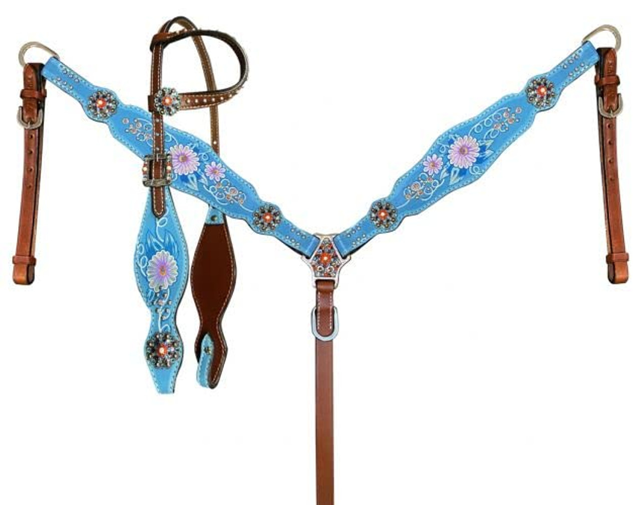 Bridle Breast Collar Headstall Tack Set Horse Klassy Cowgirl 