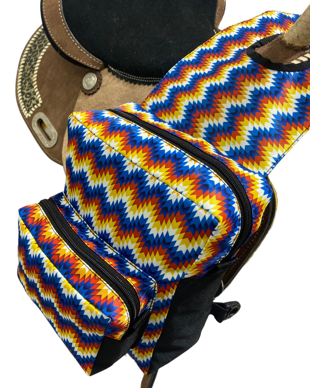178567 Showman ® Aztec Print Nylon Horn Bag - Blue/Pink/Org/White