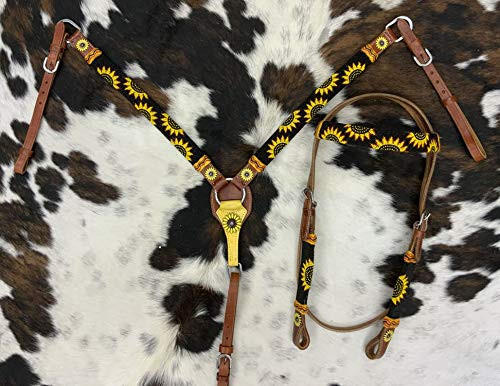 New! Showman Teal Gator patchwork Browband Headstall & Breast collar set main image 0
