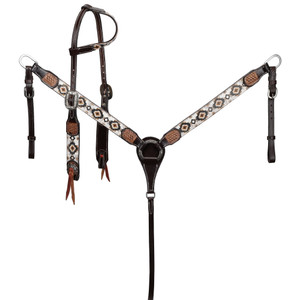 Showman Aztec Sunstone Single Ear Headstall & Breast Collar Set