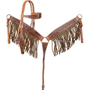 Showman Brandin’ Pen Browband Headstall & Breast Collar Set w/ Fringe