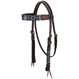 Showman Navajo Nights Argentina Cow Leather Beaded Browband Headstall