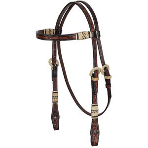 Showman Prairie Oak Argentina Cow Leather Browband Headstall