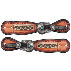 Showman Men's Sacred Sierra Argentina Cow Leather Spur Straps