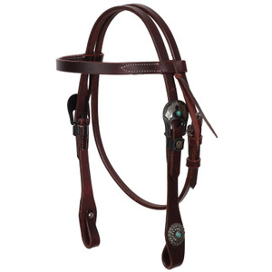Showman Turquoise Halo Argentina Cow Leather Browband Headstall - Mini/Small Pony