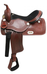 16" Economy Style Western Saddle w/ Basket Weave Tooling