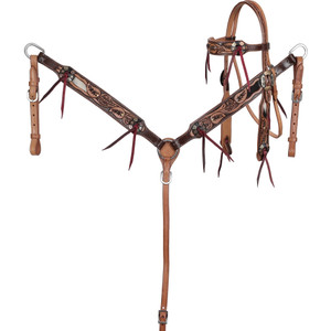 Showman Cowhide Canopy Browband Headstall & Breast Collar Set