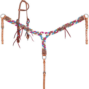 Showman Sage Skies Mohair Single Ear Headstall & Breast Collar Set