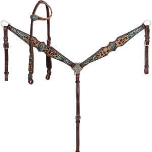 Showman Leopard Luxe Single Ear Headstall & Breast Collar Set