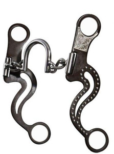 Showman Stainless Steel Chain Link Round Ported Bit w/ Brown Steel Cheeks Showman Stainless Steel Chain Link Round Ported Bit w/ Brown Steel Cheeks
