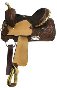 13" Double T Youth Saddle with Black Suede Leather Seat 13" Double T Youth Saddle with Black Suede Leather Seat