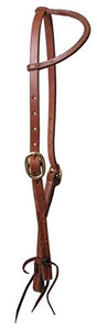 Showman Oiled Harness Leather Sliding Single Ear Headstall w/ Barbwire Tooling Showman Oiled Harness Leather Sliding Single Ear Headstall w/ Barbwire Tooling