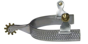 Showman Nickel Plated Spurs w/ Engraved Herringbone Design Showman Nickel Plated Spurs w/ Engraved Herringbone Design
