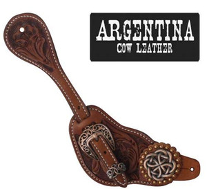 Showman Mens Size Argentina Cow Leather Celtic Knot Spur Straps Showman Mens Size Argentina Cow Leather Celtic Knot Spur Straps
