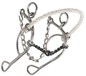 Showman Stainless Steel Rope Nose Combination Snaffle Bit w/ Twisted Sweet Iron Mouth Showman Stainless Steel Rope Nose Combination Snaffle Bit w/ Twisted Sweet Iron Mouth