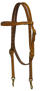 Showman Argentina Cow Leather Browband Headstall w/ Solid Brass Buckles & Bit Snaps