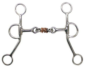 Showman Stainless Steel Dogbone Snaffle Bit w/ Copper Rings Showman Stainless Steel Dogbone Snaffle Bit w/ Copper Rings